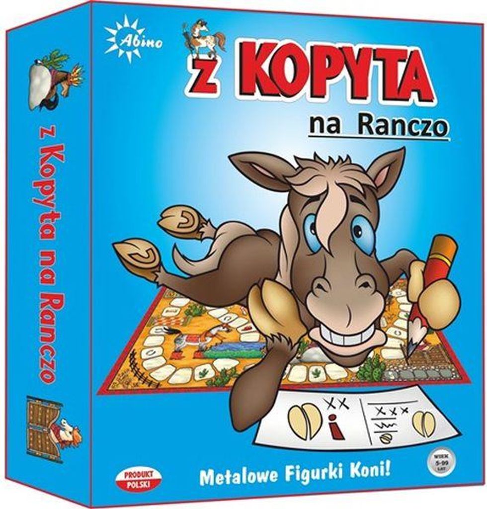 Brettspiel Vom Huf für Kinder, doppelseitiges Spielbrett, 4 Metall-Pferdefiguren, 2-4 Spieler, ca. 20 Min., 20x25x5 cm