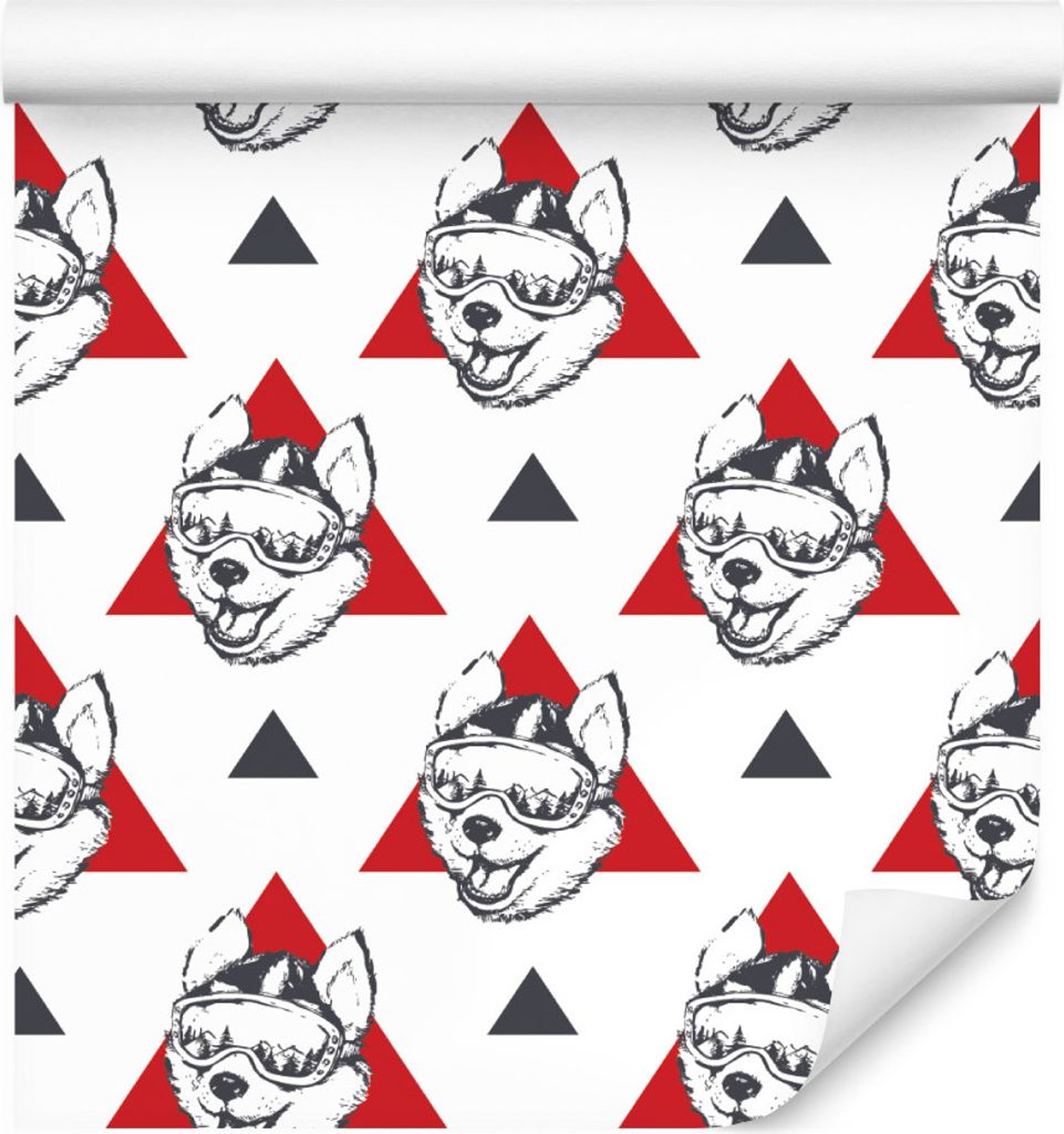 10m VLIES TAPETE Rolle Tiere Hunde Dreiecke Geometrie Muster XXL