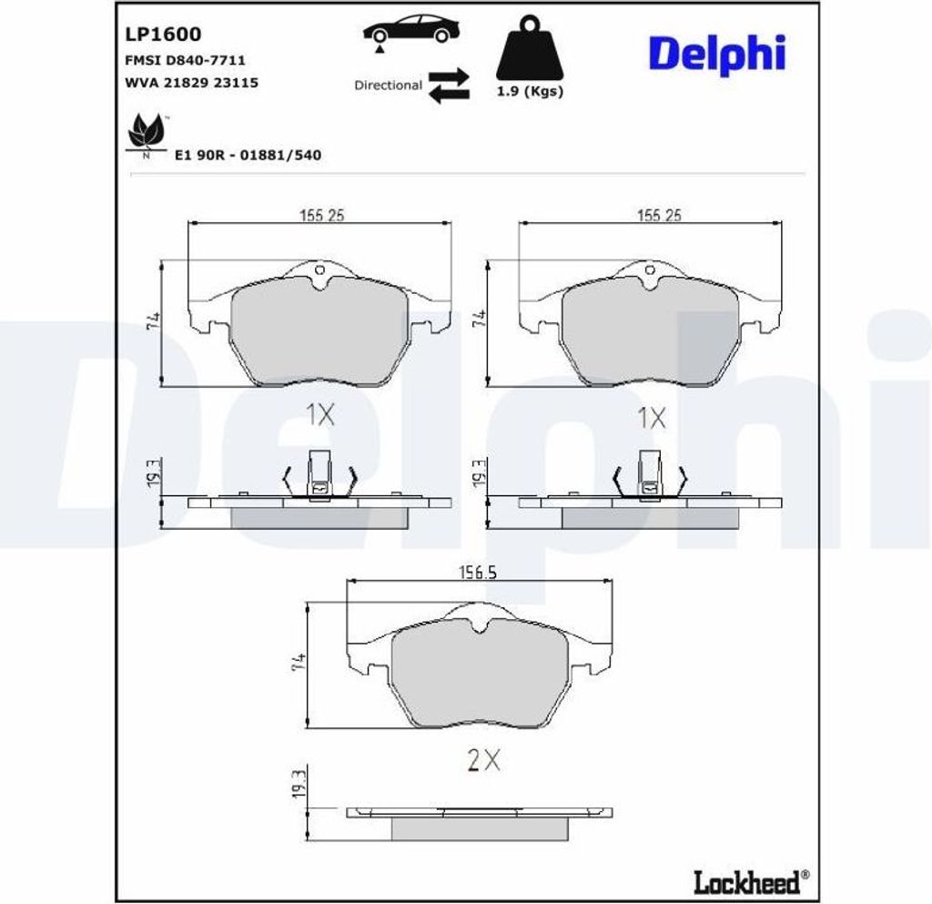 DELPHI Bremsbeläge Satz Vorne Bremsklötze für OPEL Astra G CC (T98) LP1600