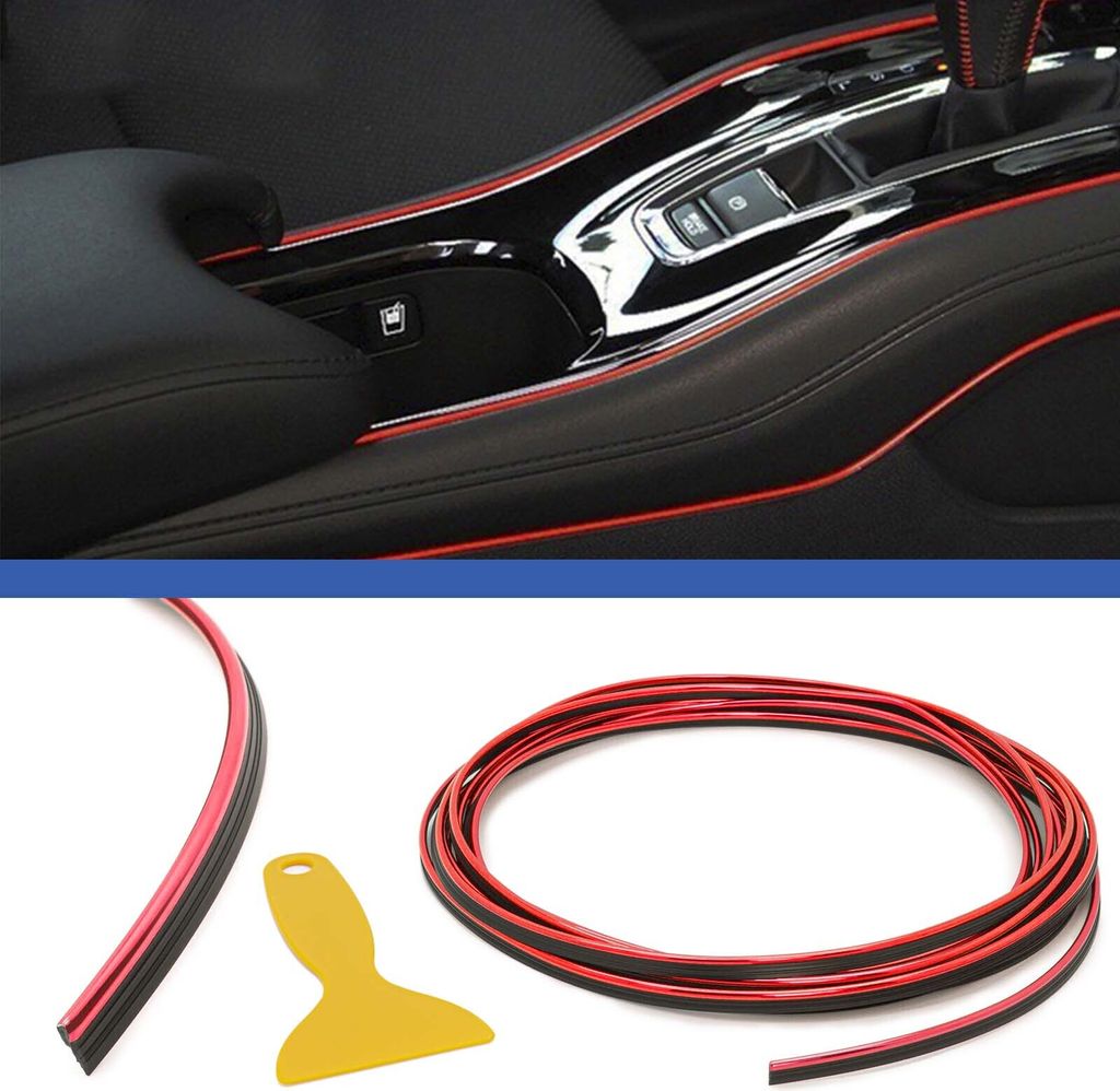 5m Auto Innen Raum Dekoration Design Strip Line Zier Leiste Streifen Metallic Rot