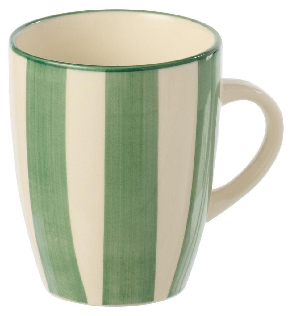 J-Line Tasse Gestreift Steingut Grün/Weiß