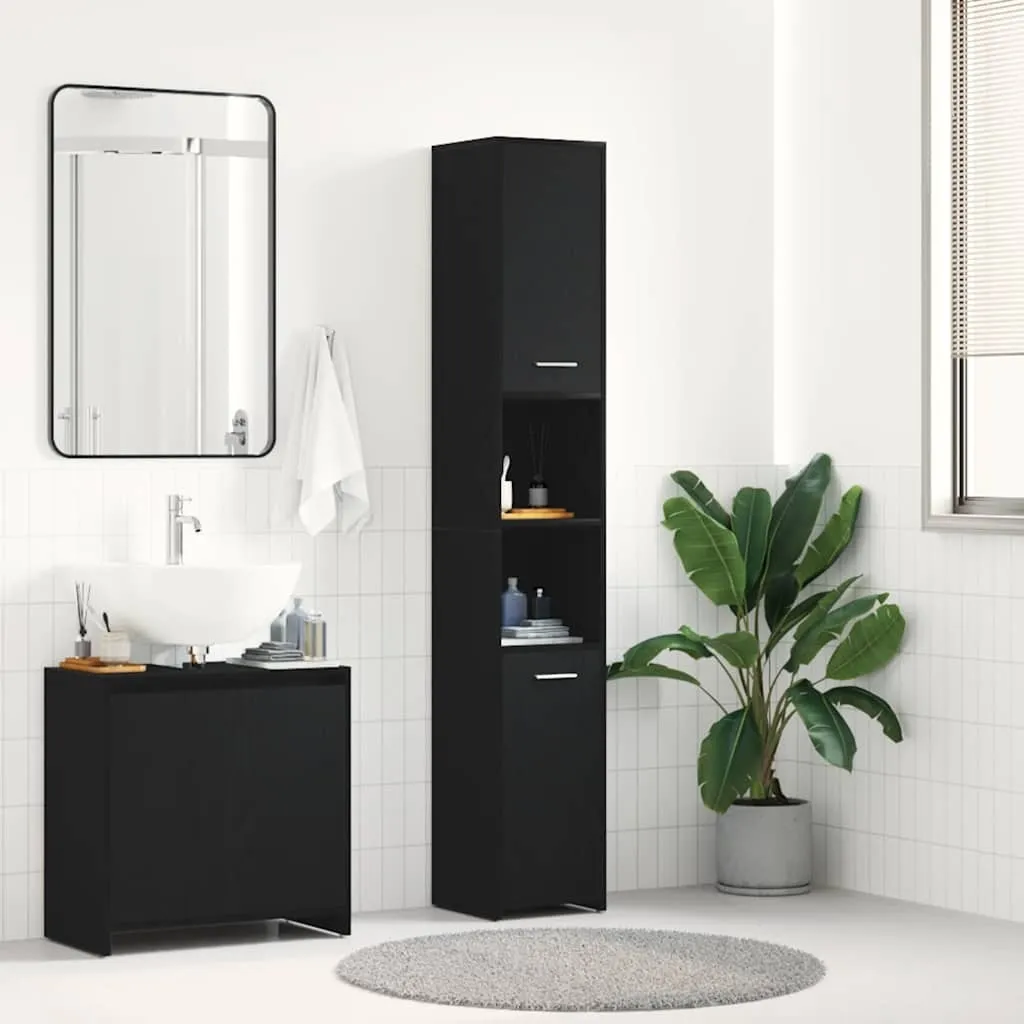 Maison Exclusive - Mobile da bagno effetto rovere nero 30x30x183,5 cm Materiale ligneo