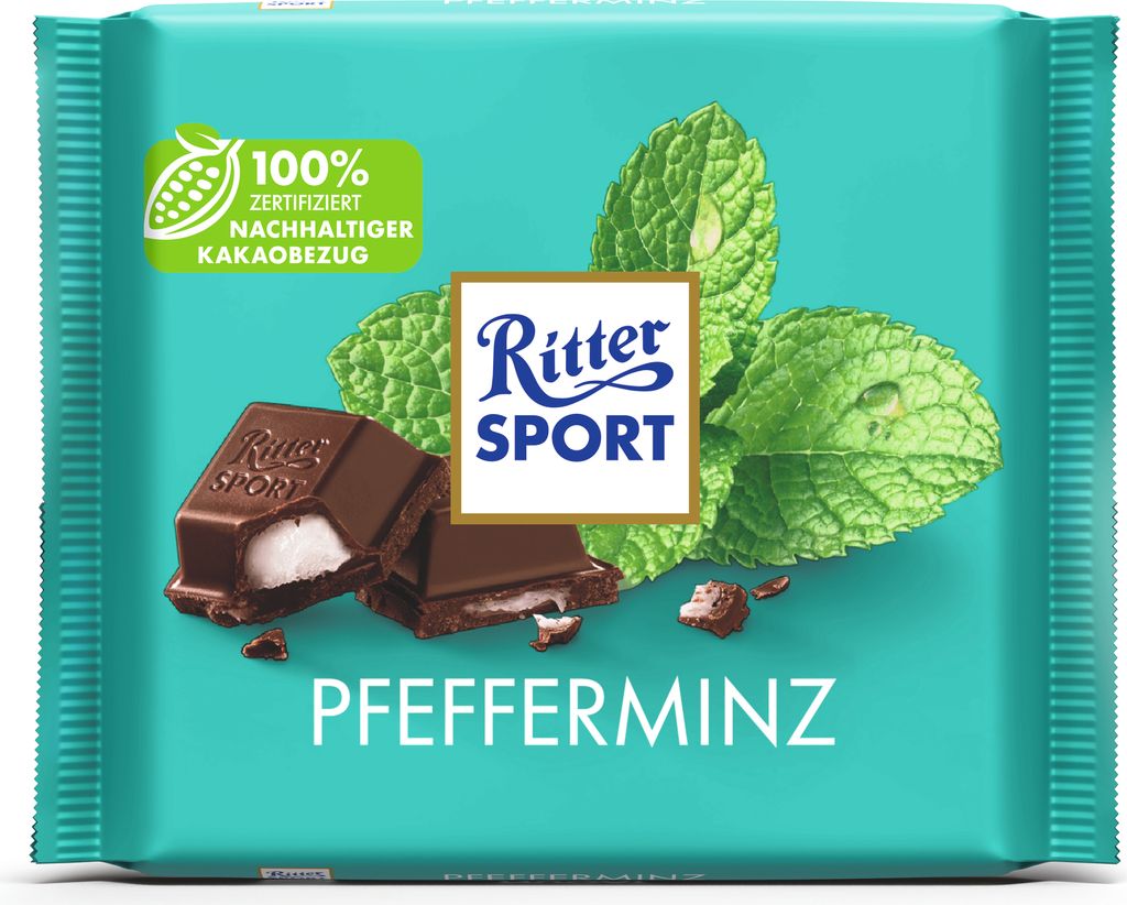 Ritter Sport Pfefferminz Halbbitterschokolade mit Füllung Produktbild 