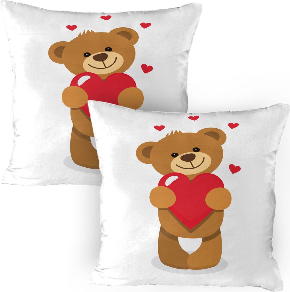 ABAKUHAUS Lustiger Bär Kissenbezug Packung mit 2, Lustige Teddy Charakter eines Herz-Valentinstag-Konzept, Dekorativer Gedruckter Kissenbezug, 80x...