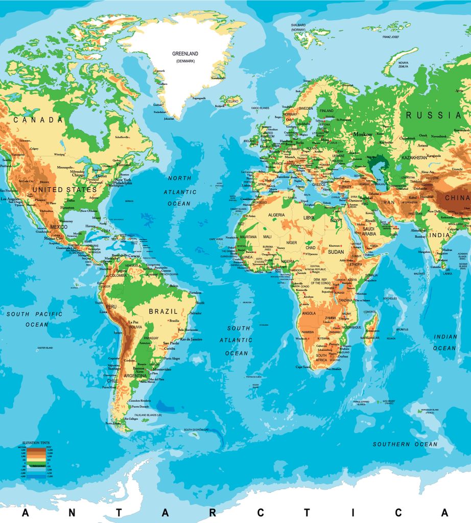 Fototapete - World Map 225x250cm - Vliestapete