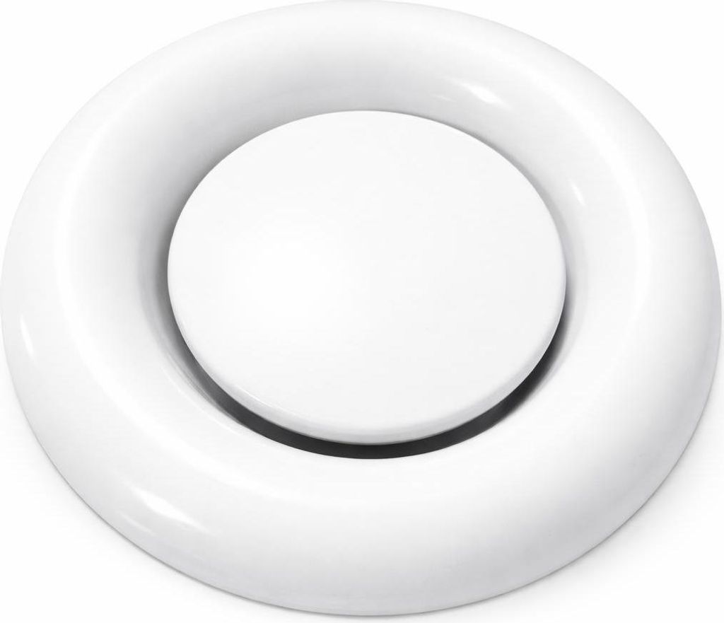 Tellerventil 100 mm für Abluft, inklusive Montagering und Produktbild 