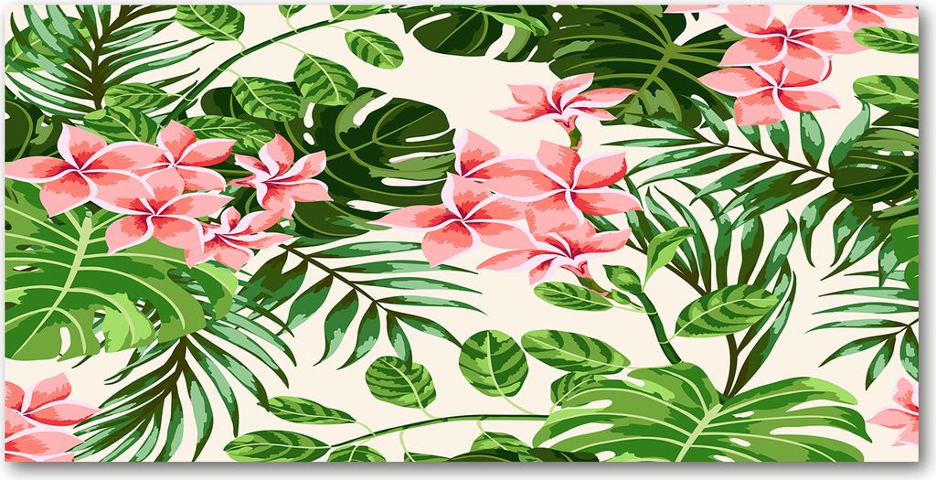 Tulup Glas-Bild - 100x50 -Wandkunst - Wandbild hinter gehärtetem Sicherheitsglas - Blumen & Pflanzen - Blumenmuster - Rosa