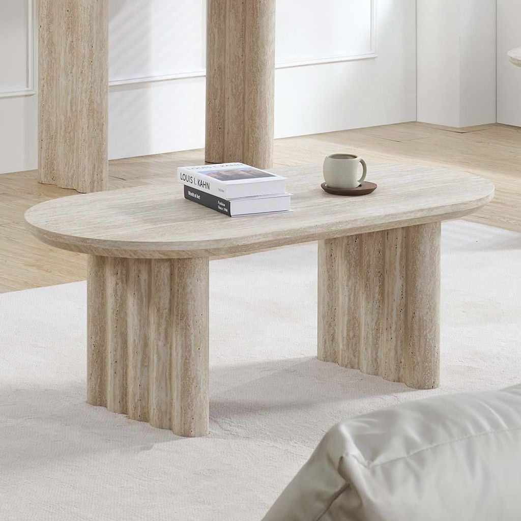 Milton & Oldbrook Couchtisch 120 cm Zafra Travertinlook