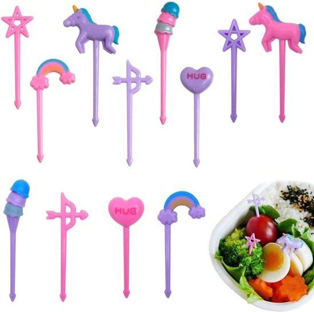 Kleine Einhornzahnstocher für Kinder, Bento Box, Obstteller, Party