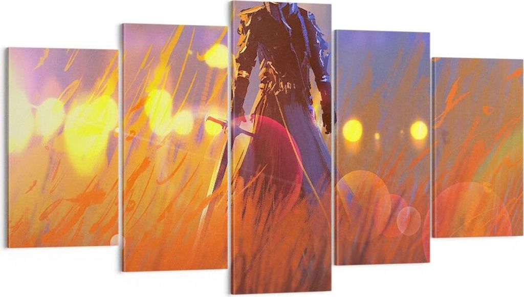 Bild auf Leinwand - Leinwandbild - Krieger Schwert - 160x85cm - Wand Bild - Wanddeko - Wandbilder - Leinwanddruck - Bilder - Kunstdruck - Wanddekor...