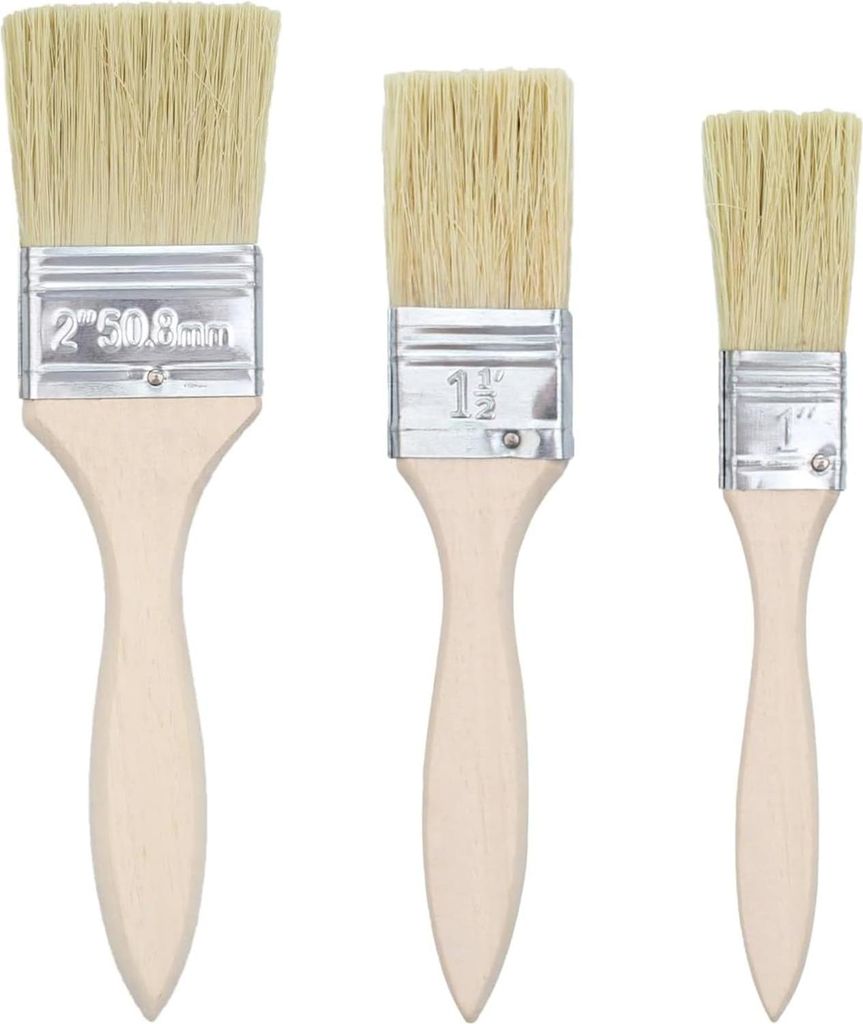 3pcs Holzgriffpinsel,Flachpinsel Set(1/1,5/2 inch),Pinsel lasur Holz,Lasurpinsel Holz,Paint Brush,Maler Pinsel,Lack Pinsel,Pinsel wandfarbe,Pinsel ...