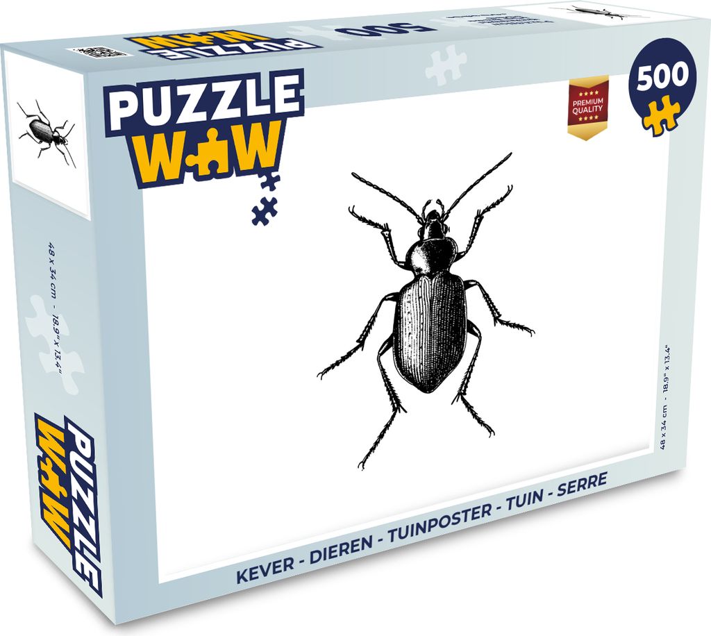 MuchoWow Puzzle 500 Teile Käfer - Tiere - Vintage - Schwarz und weiß - 500 Teile - Kinder - Selberbauen - Puzzlespiele
