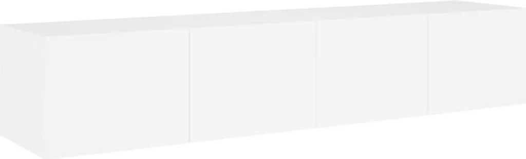 Coppia Pensili TV Bianchi con Luci LED 80 cm | Mobile Soggiorno Sospeso - 8