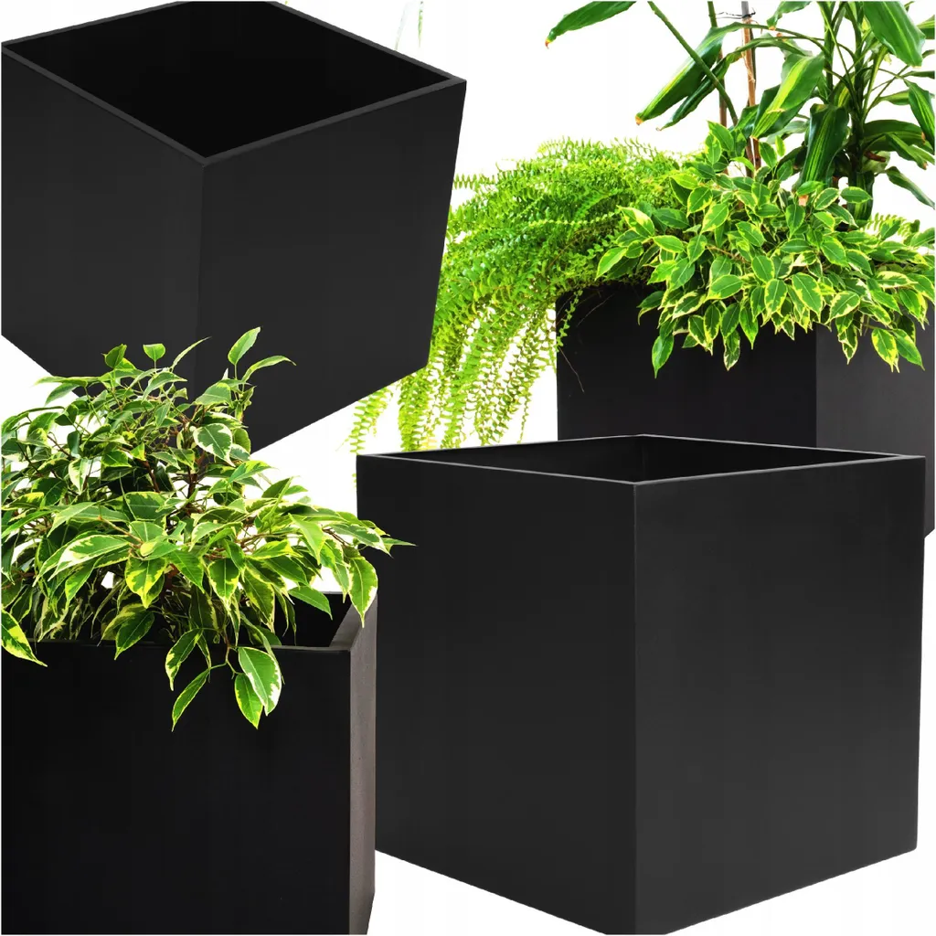 Pot de fleurs en métal durable pour support - Cache-pot extérieur 45 cm