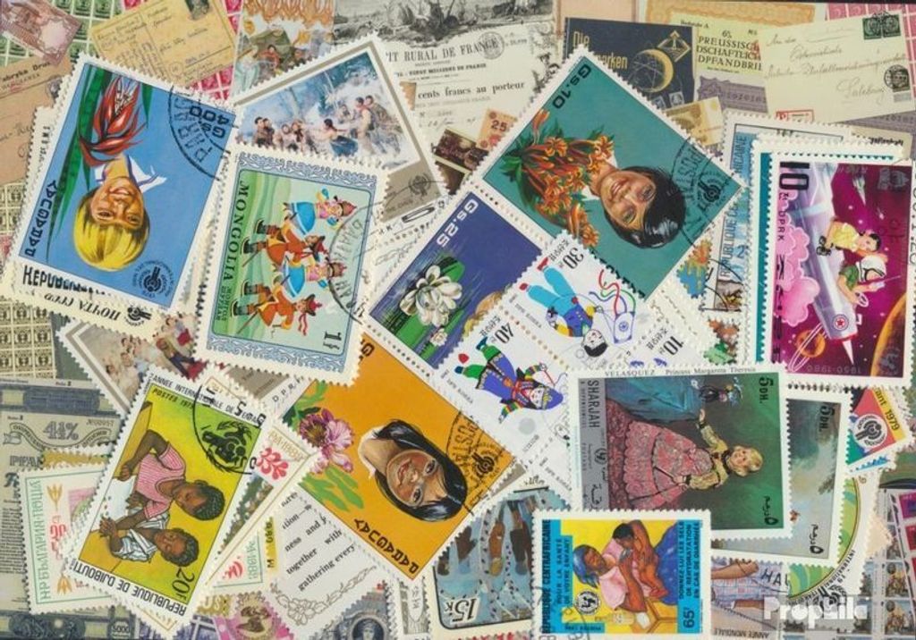 Briefmarken Motive 100 verschiedene Kinder Briefmarken