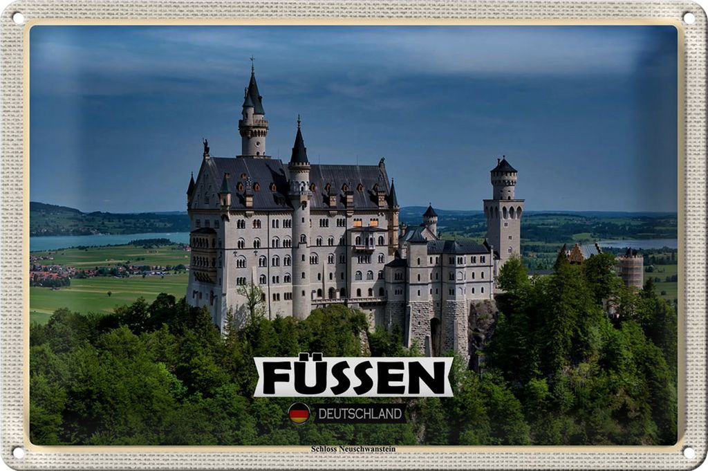 Blechschild Städte Füssen Schloss Neuschwanstein 30x20cm