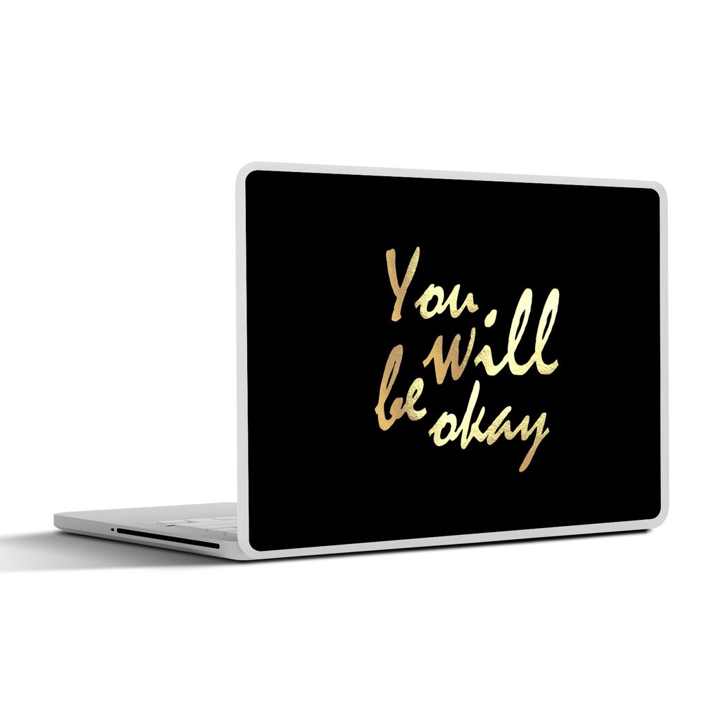 MuchoWow Laptop Aufkleber Sticker Cover Zitat - Motivation - Gold - Schwarz 30x22 cm - Laptop-Sticker