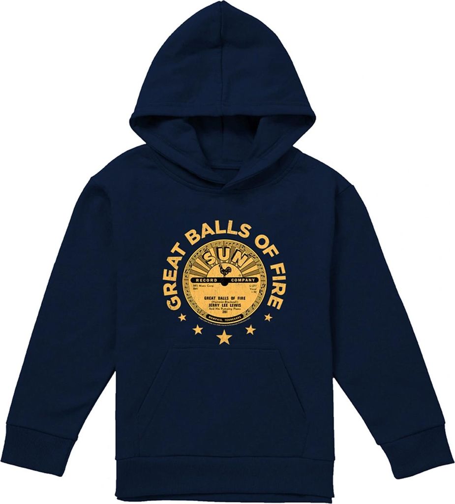 Sun Records - "Jerry Lee Lewis Great Balls Of Fire" Hoodie zum Überziehen für Kinder TV25516 (152-158) (Marine)