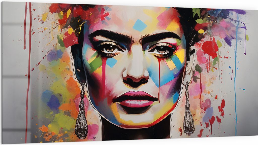 DEQORI Küchenrückwand Glas 100x50 cm 'Blumen der Muse' Spritzschutz Bad Rückwand Küche