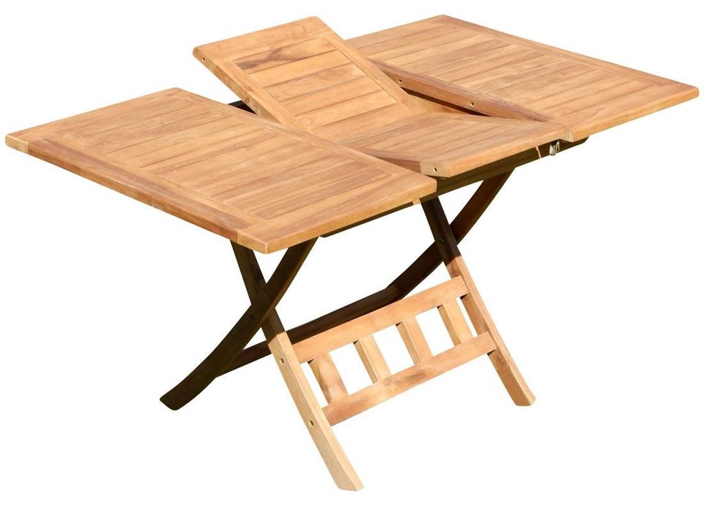 ALEOS. echt TEAK Holz Ausziehtisch 100-140 x 80cm klappbar Produktbild 