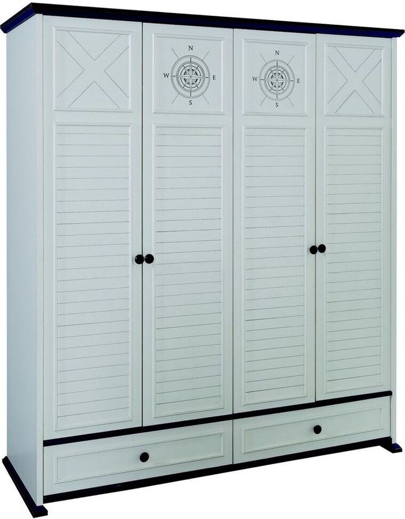 Kinderzimmer Jugendzimmer Holz Schrank Kinderschrank 4 türiger Weiß