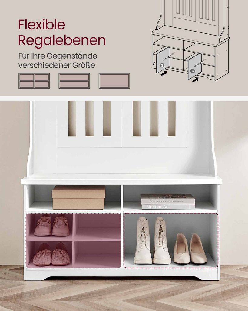 VASAGLE Garderobenständer mit Schuhbank, Garderobe, Produktbild 9
