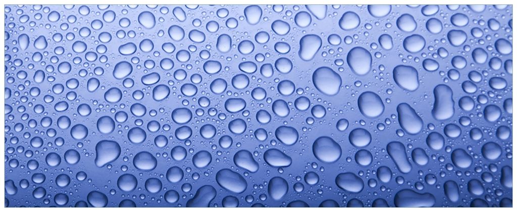 Wallario Wandbild aus Acryl, 200 x 80 cm, freischwebende Optik - Wassertropfen auf Glas