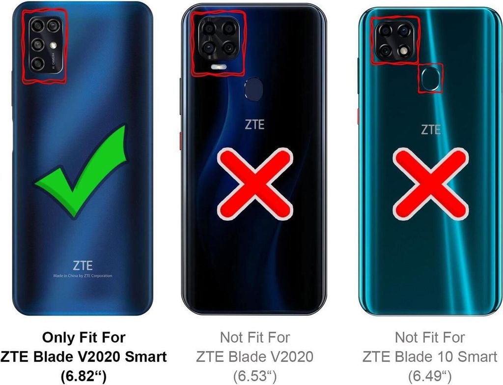 Custodia Flip Con Portafoglio Per ZTE Blade V2020 Smart / V20 Smart - Tessuto Oxford E PU, Antigraffio, Con Tasche Per Carte E Supporto