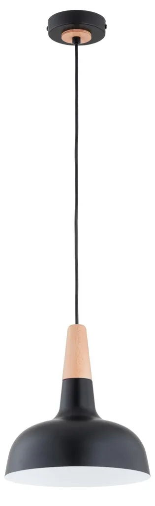 Suspension RODOS Noir et Bois Clair E27 15W Alfa Design 90x23x23 cm