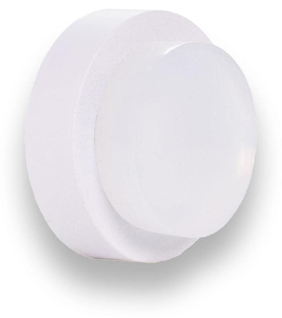 Selbstklebender Türstopper zur Wandmontage | Ø 24 x 14 mm | Weiß lackierter Edelstahl – weißes Gummi | Inkl. Schraube und Dübel | I-205/24-T...