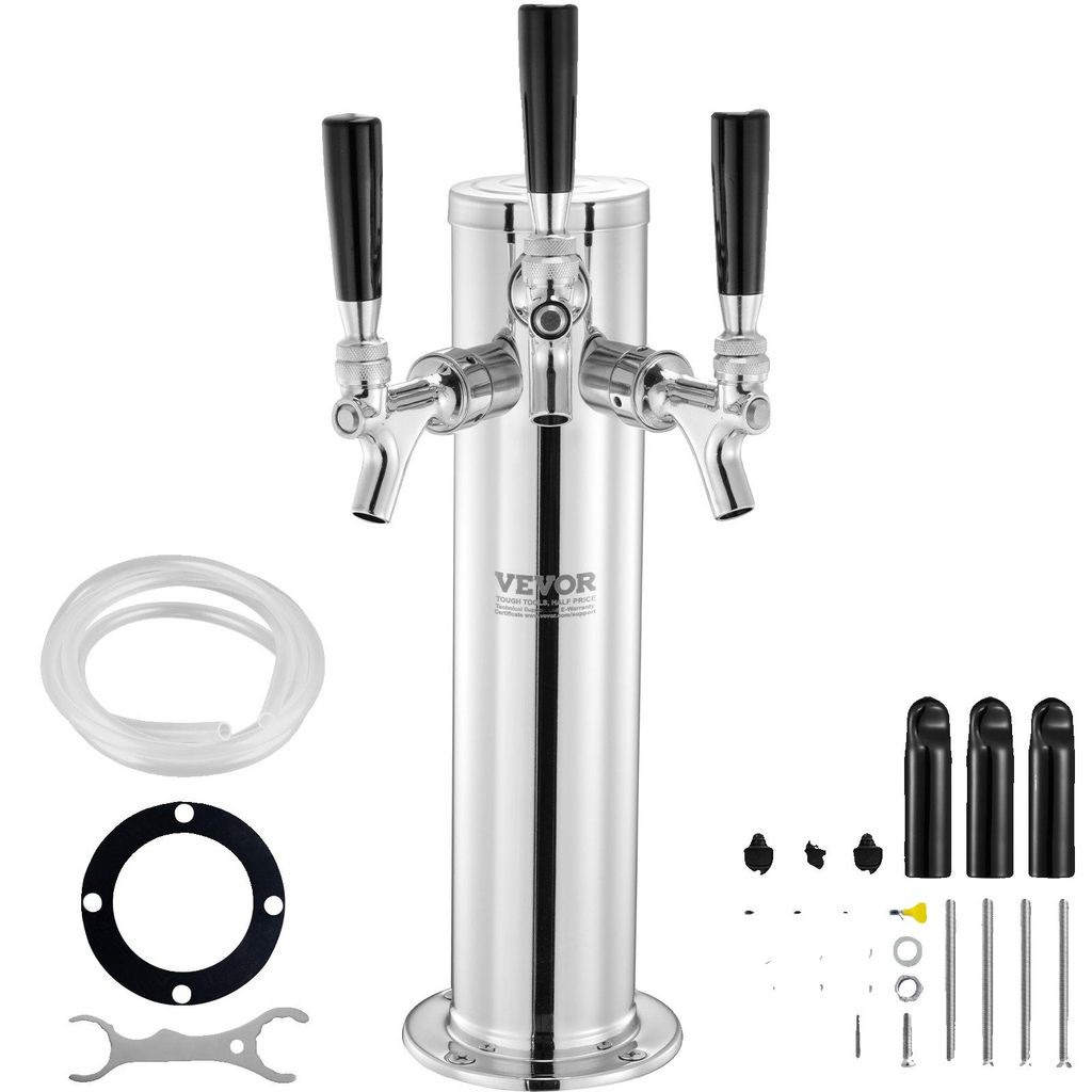 Torre de cerveza VEVOR con 3 grifos, fabricada en acero Imagen del producto 