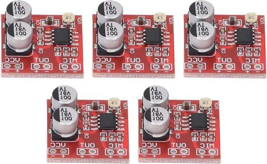 Lot de 5 Modules Amplificateur Microphone LM386 CC 4V-12V Gain Réglable