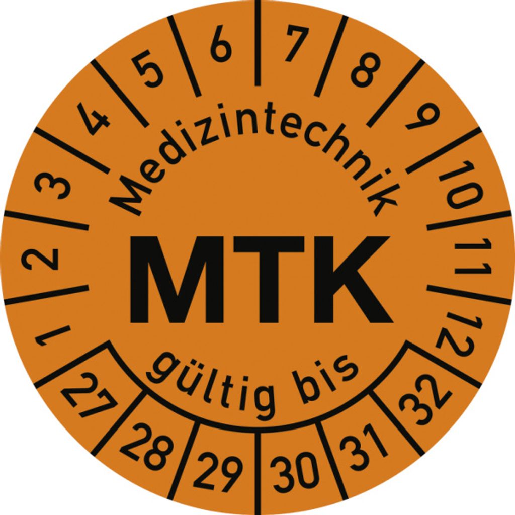Dreifke Prüfplakette Medizintechnik MTK 2027-2032, Polyesterfolie, Ø 15 mm, ...