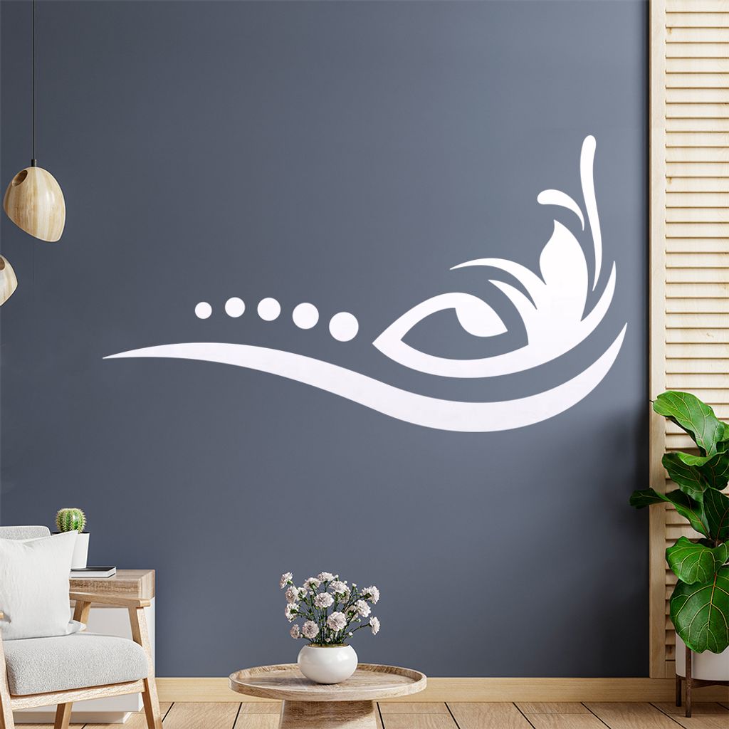 Blume - Linien Punkte Wandtattoo in 6 Größen - Wandaufkleber Wall Sticker - Dekoration, Küche, Wohnzimmer, Schlafzimmer, Badezimmer