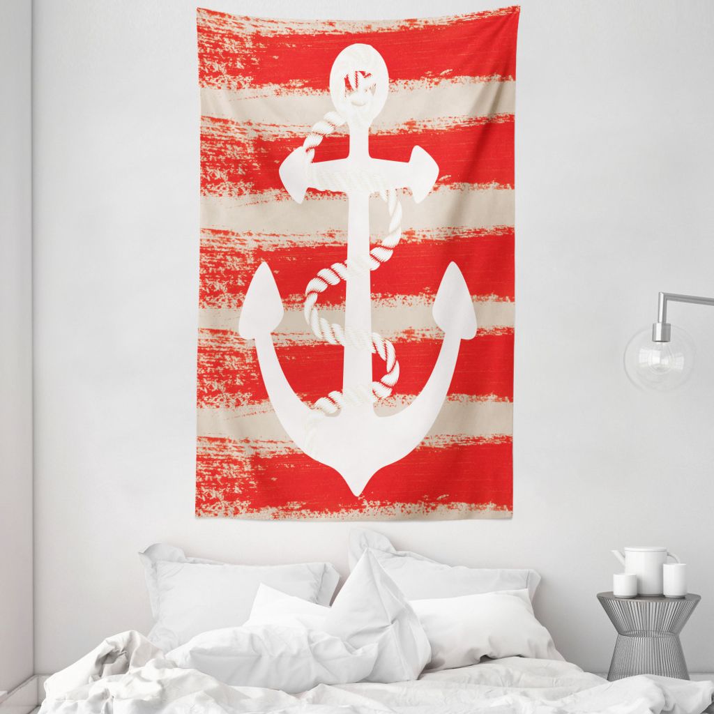 ABAKUHAUS Anker Wandteppich und Tagesdecke, Seil-Streifen Wasser aus Weiches Mikrofaser Stoff Waschbar ohne Verblassen Digitaldruck, 140 x 230 cm, ...