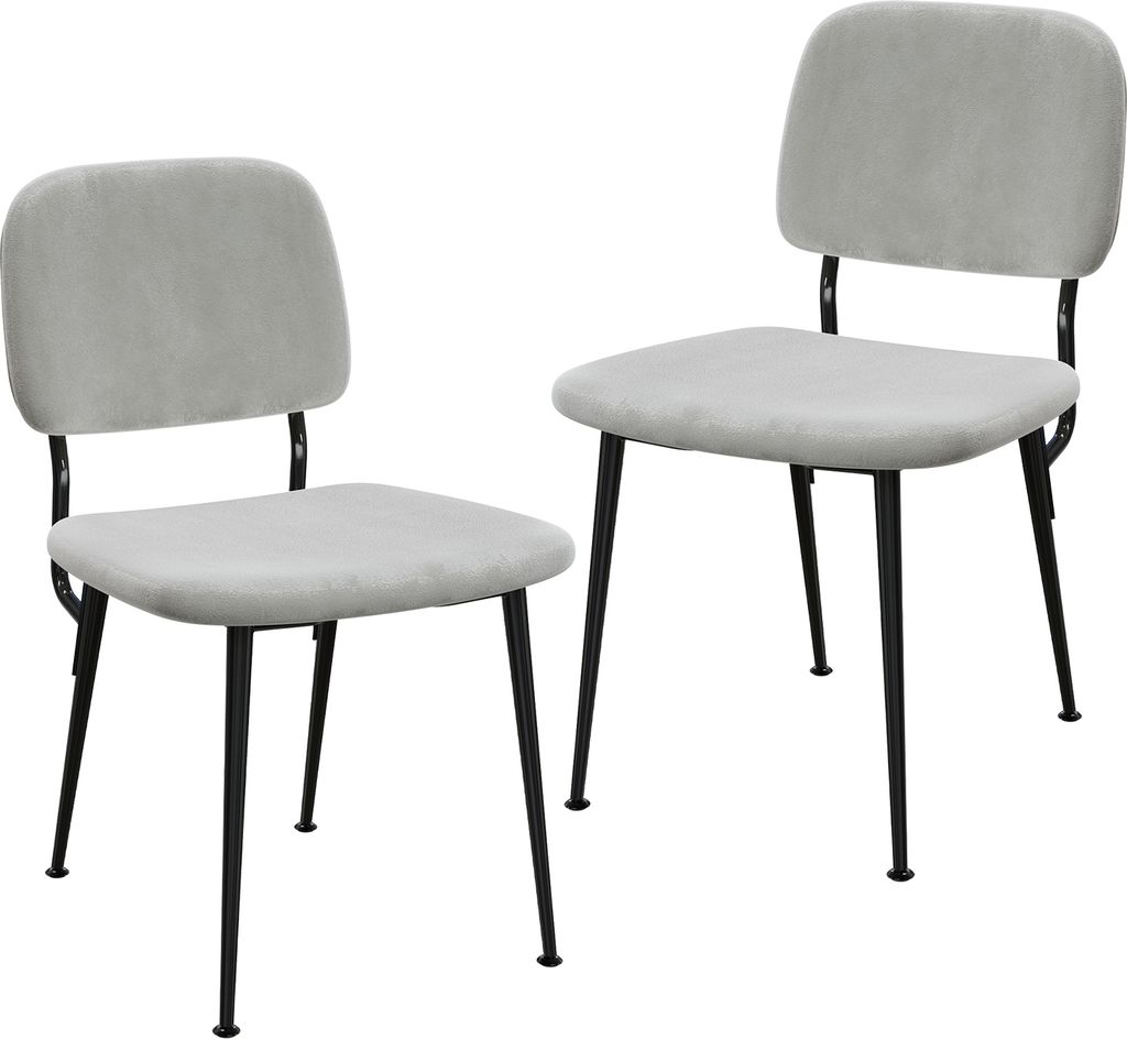 Esszimmerstühle 2er Sets Küchenstühle Polsterstuhl mit Rücklehne Grau