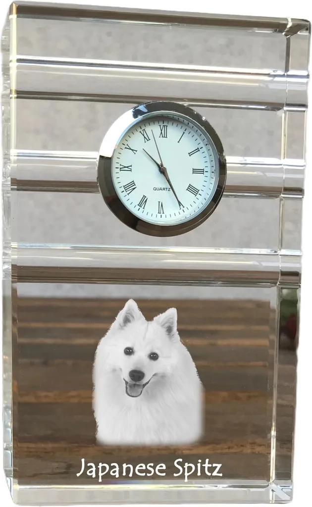 Orologio Spitz Giapponese Art-Dog: Cristallo Personalizzato da Scrivania