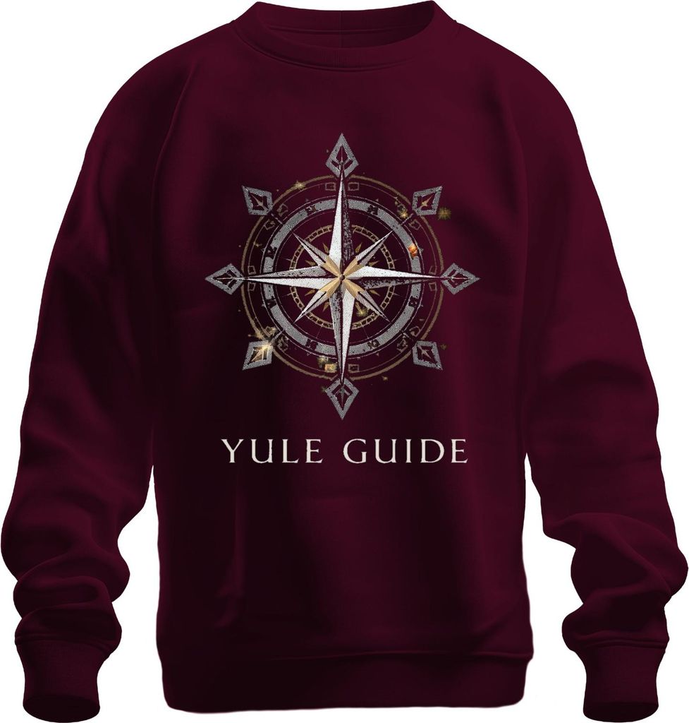 Yule Guide Kompass Nordstern Weihnachten Vintage Geschenk Uni Sweatshirt Pullover, Burgundy, XL