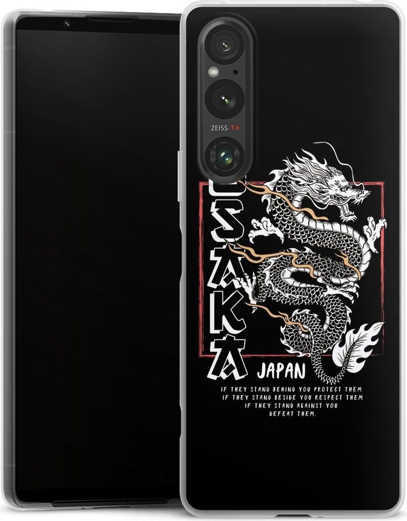 DeinDesign Slim Hülle für Sony Xperia 1 V Silikon Case Ultra Dünn Handyhülle Drache Japan Meer