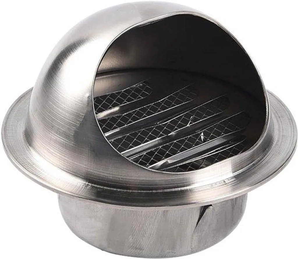 Bouche d'extraction ronde en inox 80 mm pour aération murale externe