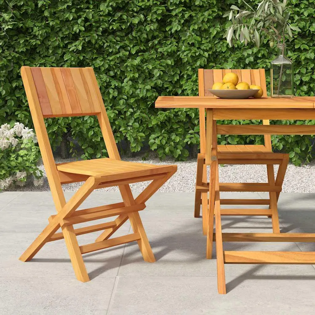 vidaXL Sedie Giardino Pieghevoli in Teak Massello 2 pz - Offerta Online - 2