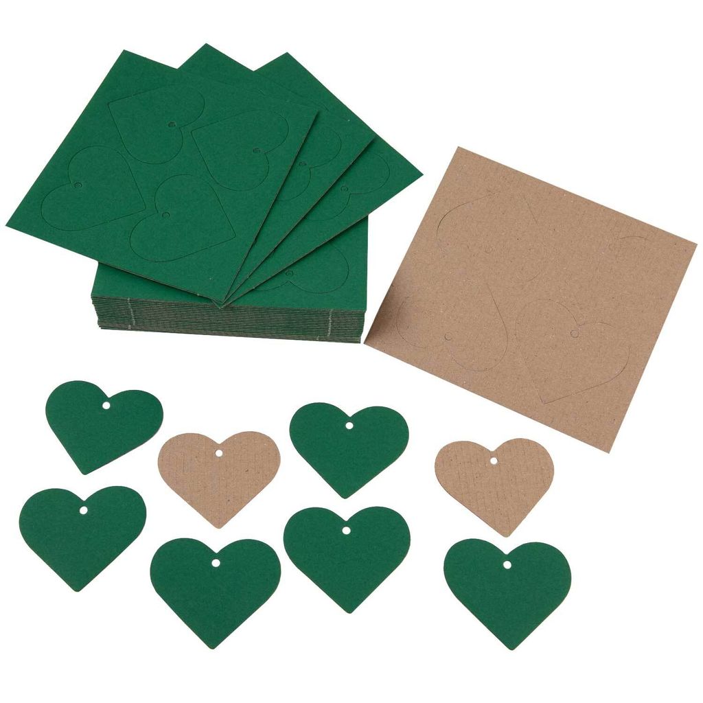 200 x Geschenkanhänger Herzen Premium Preisanhänger, Farbe: Smaragd Grün