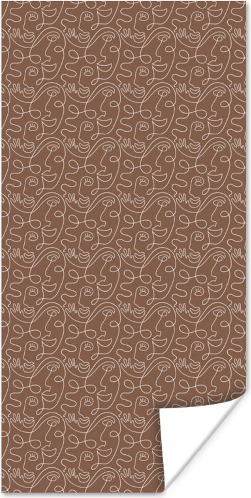 MuchoWow Poster Gesicht - Muster - Abstrakt 80x160 cm - Kinderzimmer