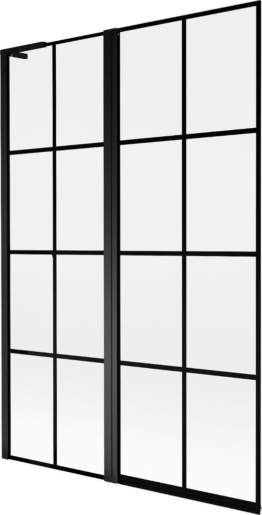 Mexen Mist L Wannenabtrennung 2-flügelig links 120 x 150 cm, schwarzes Gitter, schwarz - 8A9L-120-011-70-77-L