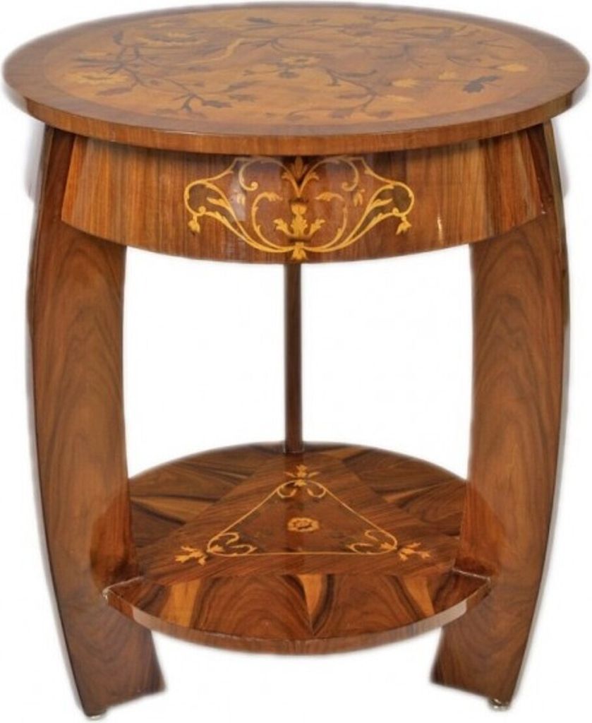 Casa Padrino Art Deco Beistelltisch Mahagoni Intarsien H65 x 75cm - Ludwig XVI Antik Stil Tisch - Möbel