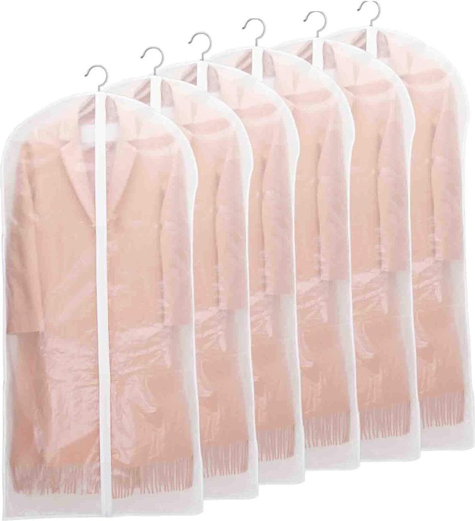 Niviy Kleidersack Lange 6 Stück Mottenschutz Kleidersäcke Anzug,Durchscheinende 60x140cm Atmungsaktiver Stoff, für Anzüge Kleider Mäntel Sakko...