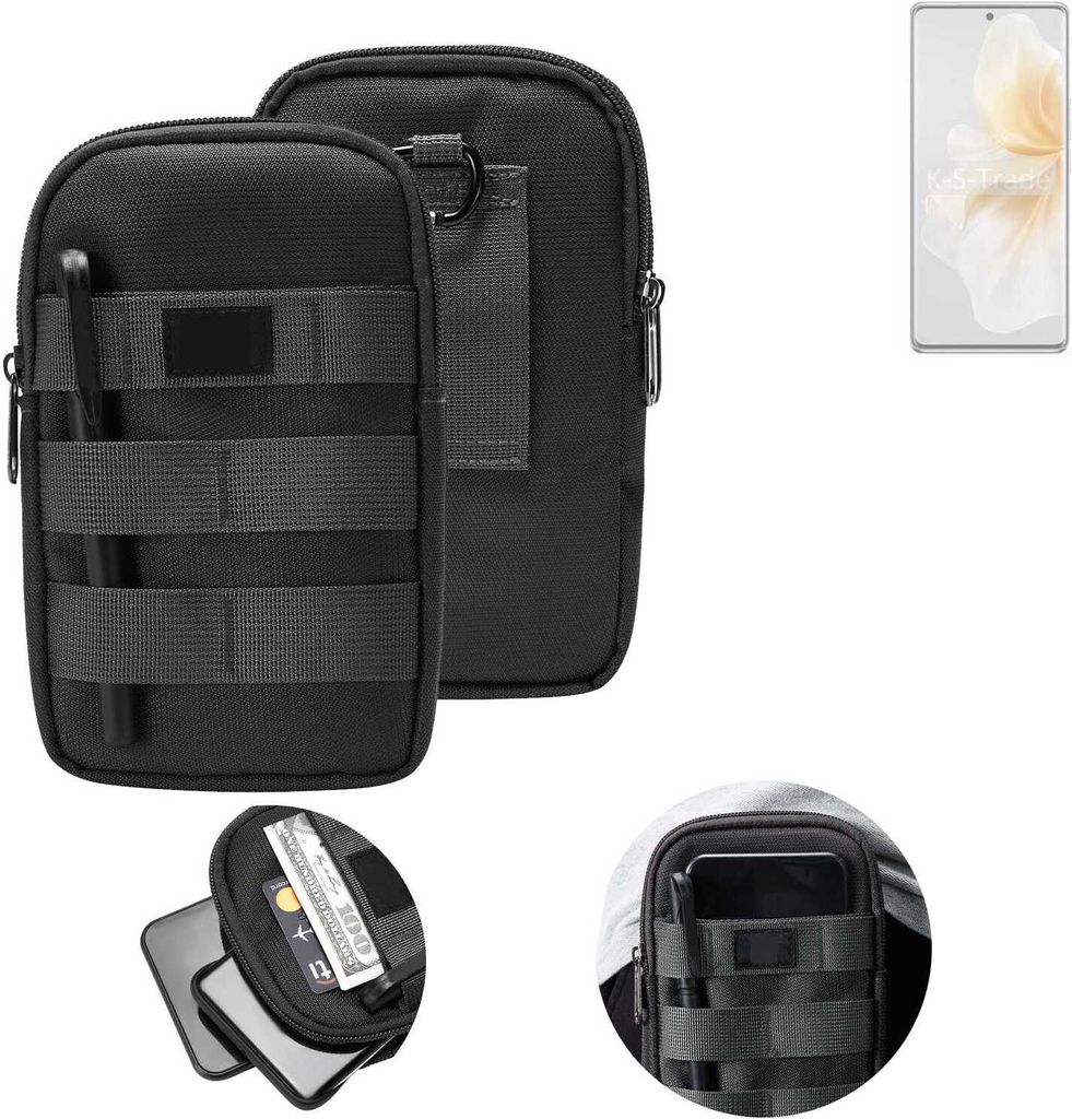 K-S-Trade Holster Gürtel Tasche kompatibel mit Vivo V40 Lite 5G Handy Tasche Schutz Hülle dunkel-grau viele Fächer, 1x