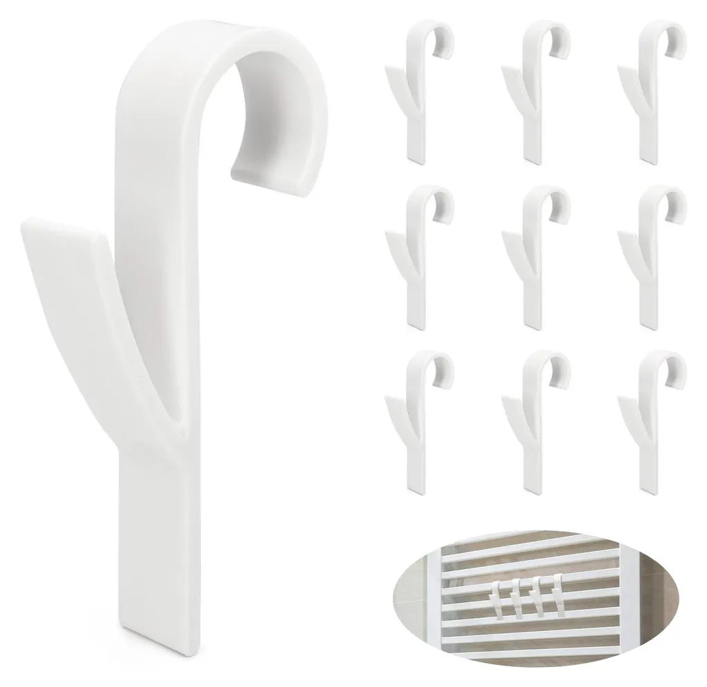 Accroche Serviette Radiateur de Salle de Bain - Lot de 10 Patères Blanc