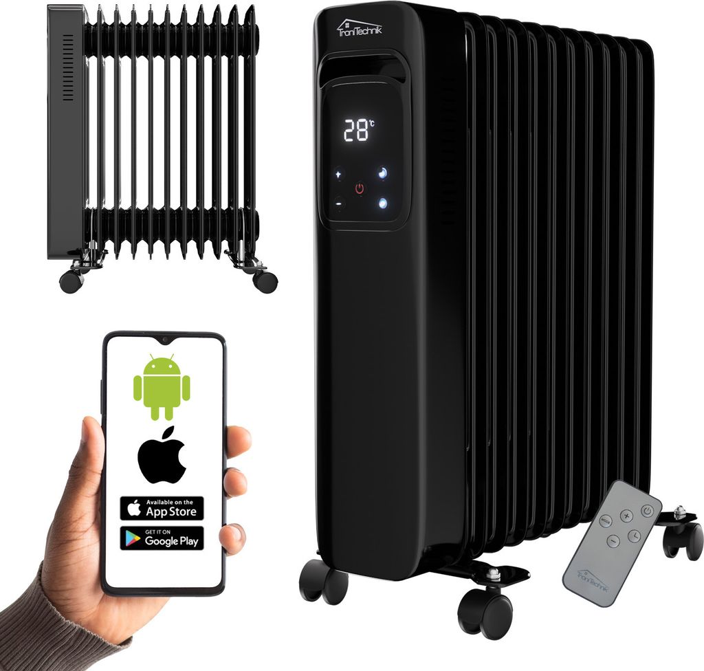 TroniTechnik Ölradiator Elektroheizung TT-OR 311 in Schwarz mit 11 Rippen und 1 2500 Watt, drei Heizstufen (1000W, 1500W, 2500W)