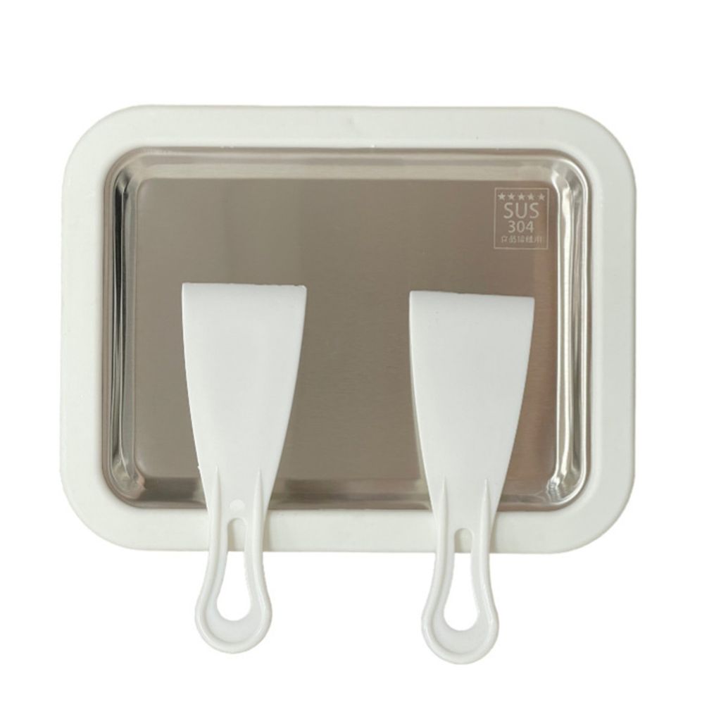 Eisplatte 304 Edelstahl groß 26,5x21,5 cm, Rolled Ice Cream Maker, DIY Eiscreme Joghurtmaschine für Kinder,Beige